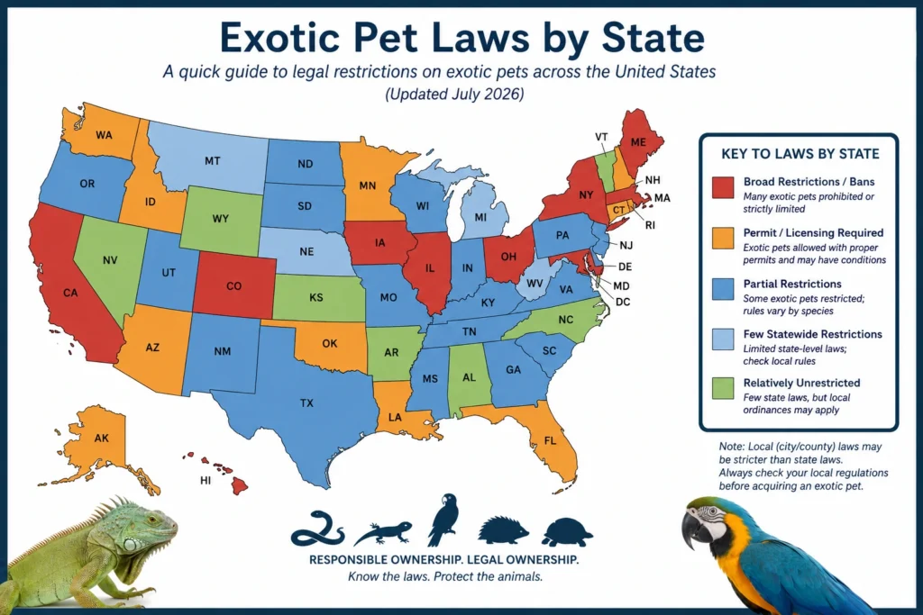 Legal Exotic Pets by State: Complete Rules