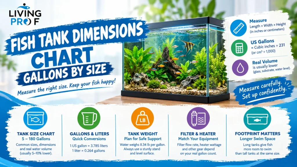 Fish Tank Dimensions Chart: Gallons by Size
